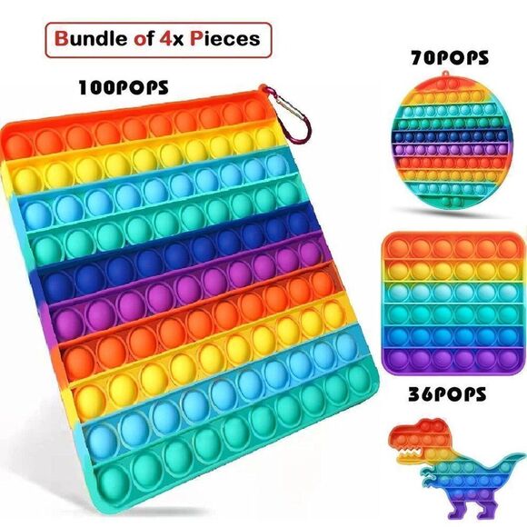 4x Pieces Rainbow Popit Fidget Pop Toy Sensory Set stress relief - Picture 1 of 7